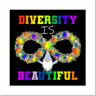 Autism Awareness Diversity Is Beautiful Neurodiversity Gnome Posters and Art